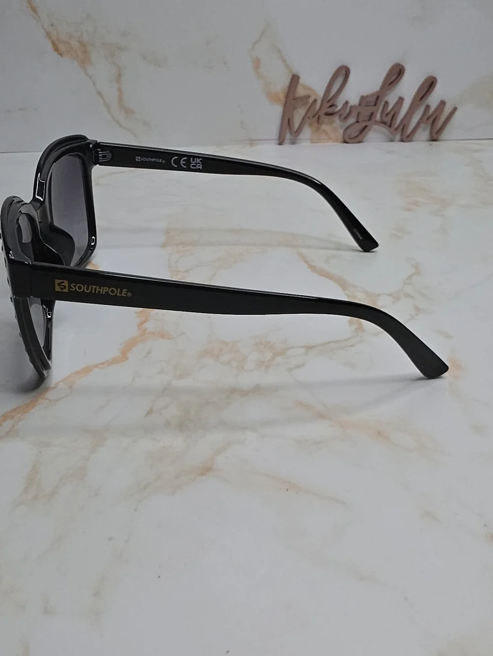 Southpole Black Rhinestone Square Sunglasses